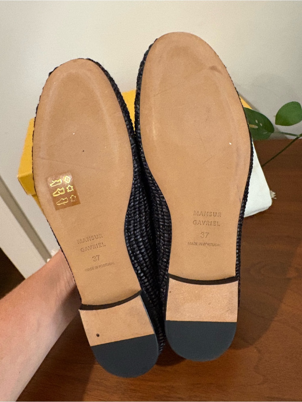 Mansur Gavriel Black Woven Square-Toe Ballet Flats size 7 Italian 37 New in Box - Picture 11 of 13